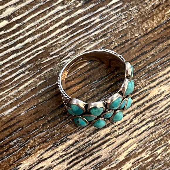 NEW - Turquoise & Sterling Silver Teardrop Bezel-Cut Ring - 6 1/2 - Picture 9 of 15